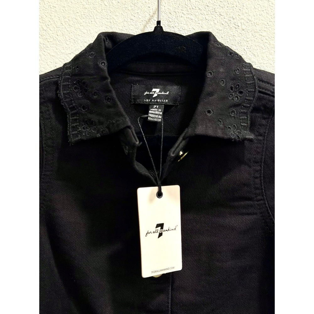 7 For All Mankind Girls Black Coat Shirt Dress 2T Eyelet Collar Button Front - Picture 3 of 8